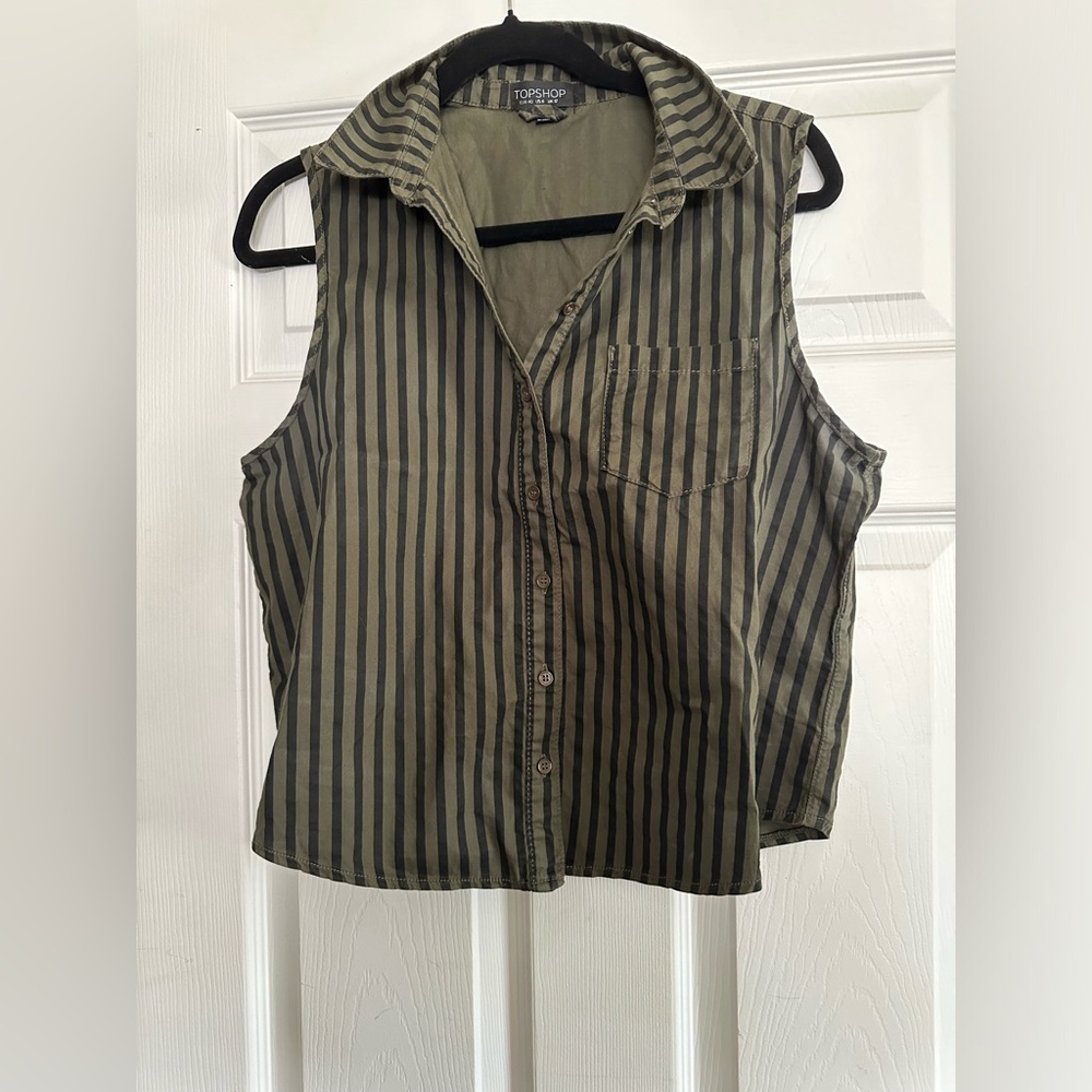 Green and Black Striped Tank Top